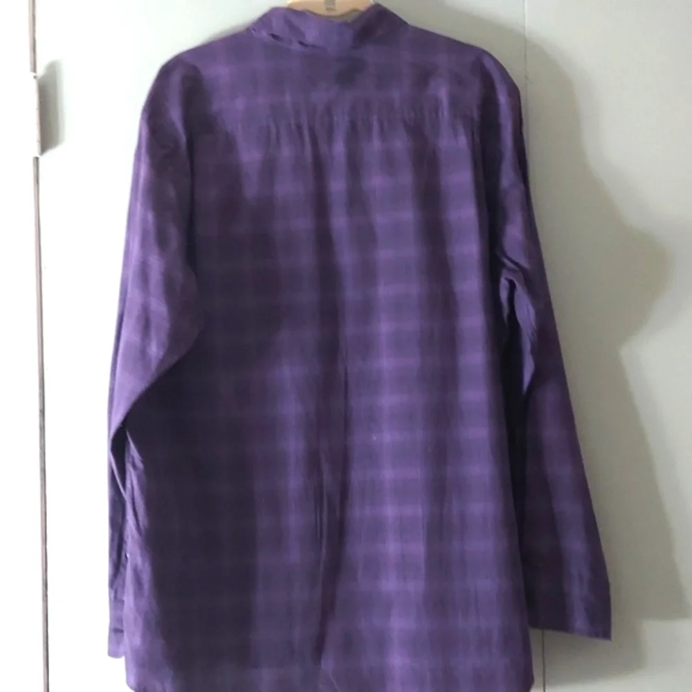 DKNY Mens Purple print Button Down Casual dress L/S SHirt Sz L